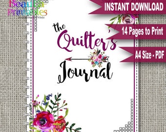 Nähen Planer Journal, druckbare Quilters Journal, Quilters Planer, druckbare Planer, druckbare Journal, Blume Pfeil, sofortiger Download