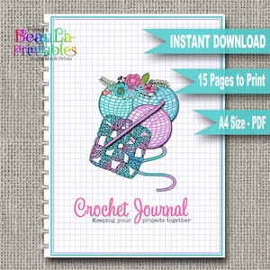 Crochet Journal Planner, Printable Crochet Journal, Crochet Notebook, Printable Planner, Printable Journal, Printable PDF, Instant Download