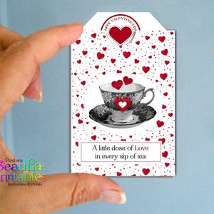 Printable Valentine Tea Bag Gift - Gift Mini Tags - Tea Bag Gift Tags - Tea Bag Favors -Valentine Gift - Printable Teabag Pouches and Tags