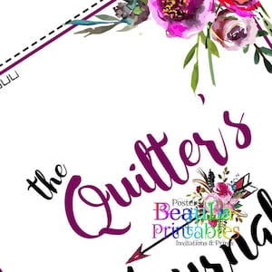 May include: A purple and black arrow with floral accents points to the text "the Quilter's" with a white background and a floral border.