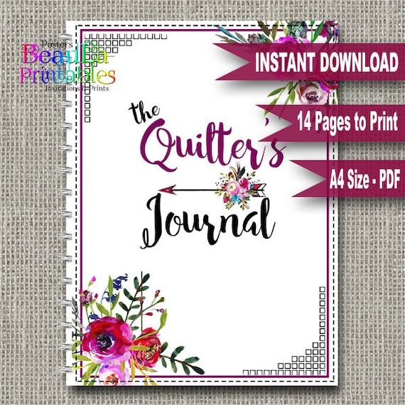Sewing Planner Journal, Printable Quilters Journal, Quilters Planner, Printable Planner, Printable Journal, Flower Arrow, Instant Download