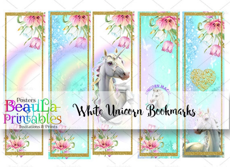 unicorn bookmark printable rainbow unicorn bookmark white