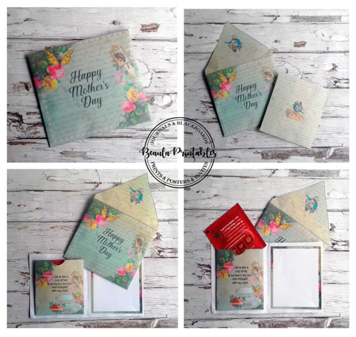 Printable Tea Bag Card Kit Tea Bag Gift Tea Bag Holder Tea Bag Favors