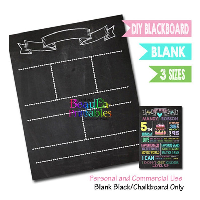 Printable Blank Chalkboard - Blank Birthday Chalkboard - Chalkboard ...