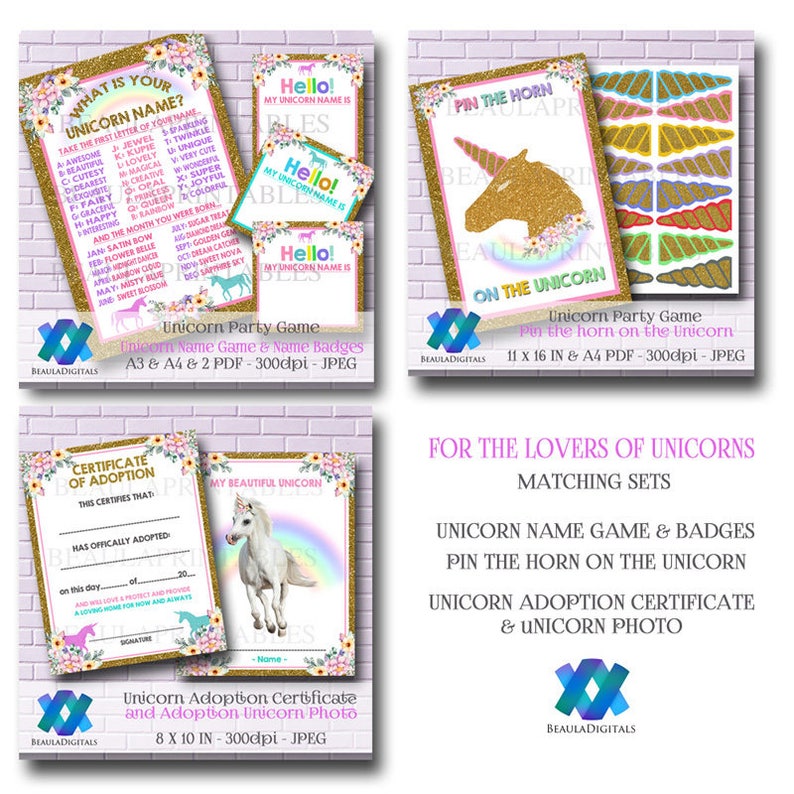 unicorn party game unicorn name game printable unicorn