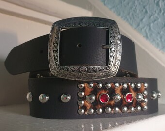 SIZE 44.5 INCH Handmade Studded and Jeweled Belt Western