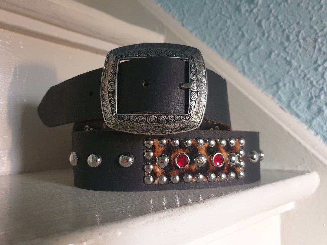 SIZE 44.5 INCH Handmade Studded and Jeweled Belt Western