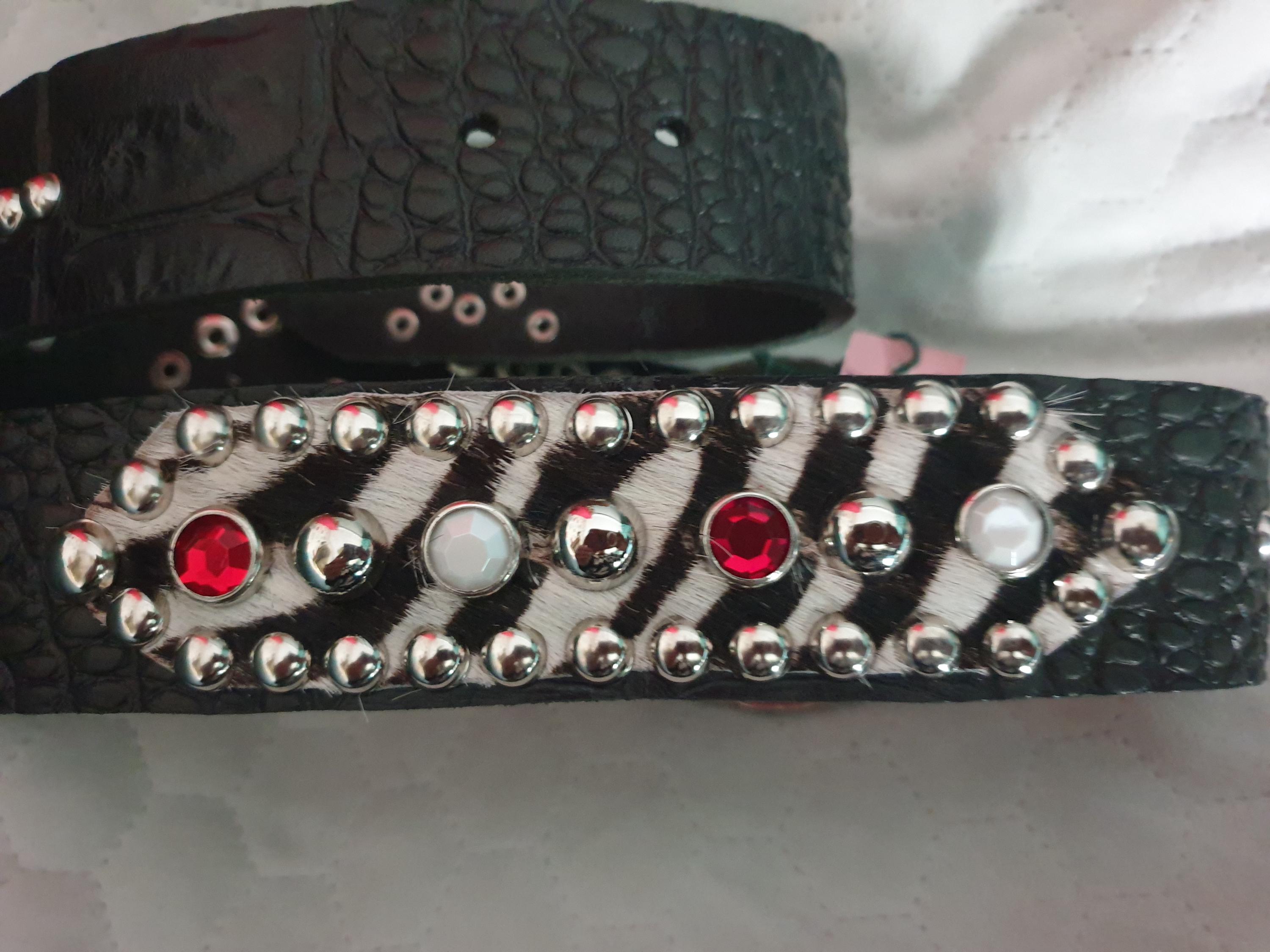 SIZE 32 INCH Handmade Studded and Jeweled Belt Western/rockabilly