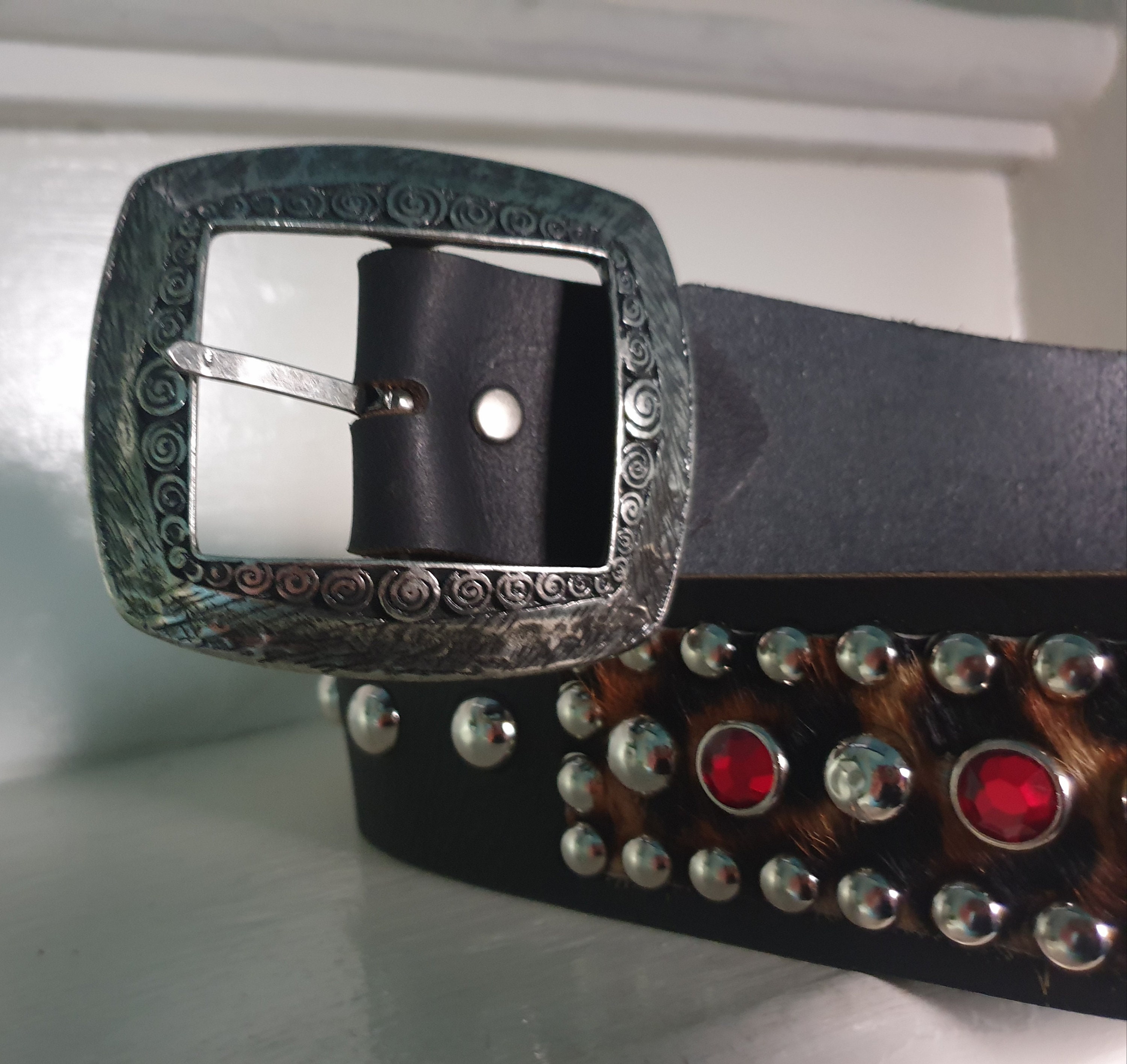 SIZE 44.5 INCH Handmade Studded and Jeweled Belt Western