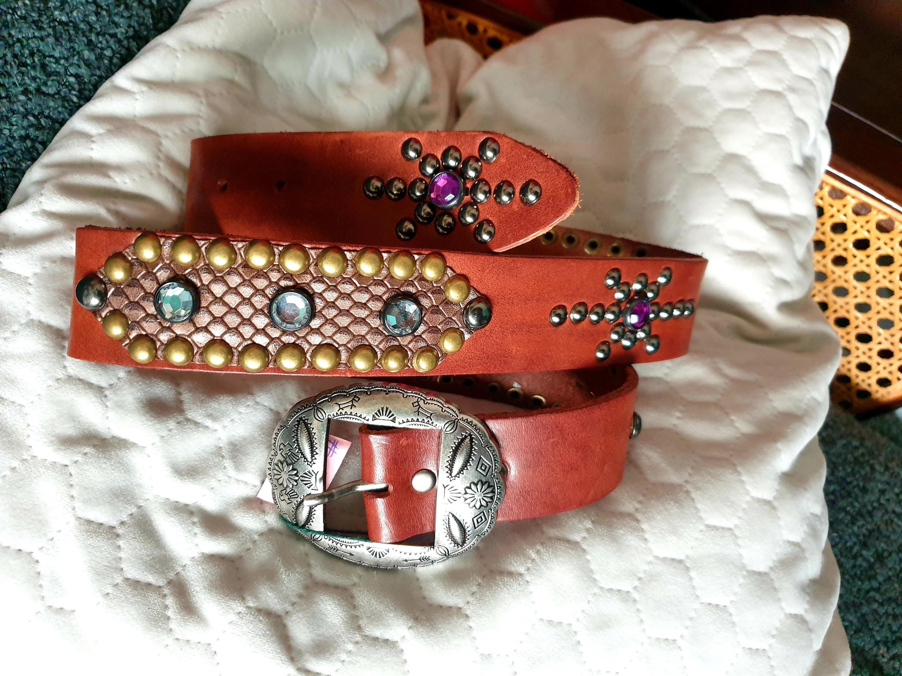 SIZE 32 INCH Handmade Studded and Jeweled Belt Western 