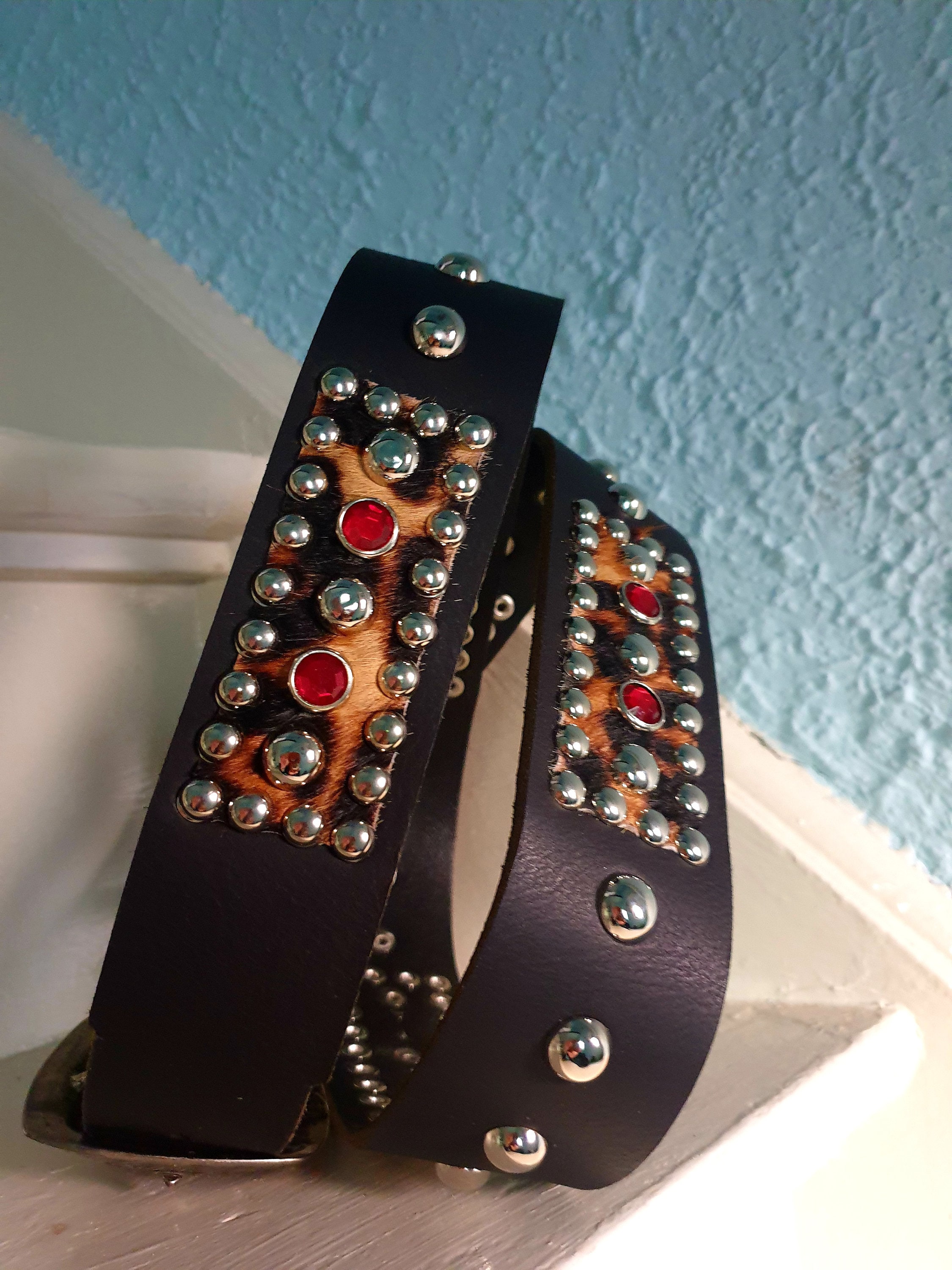 SIZE 44.5 INCH Handmade Studded and Jeweled Belt Western