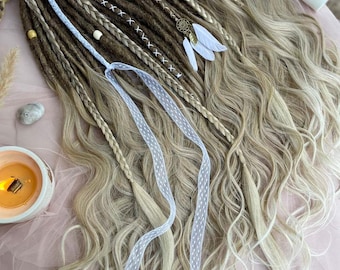 Blonde Ombre Synthetic Dreadlocks, Boho Crochet Braid Extensions