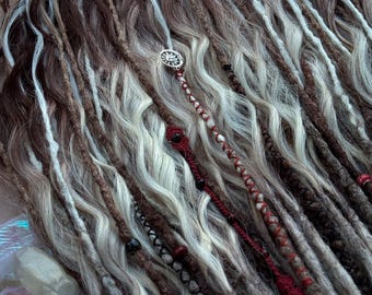 Brown and Blonde Synthetic Dreadlocks Extensions, Boho Braids with Accessories