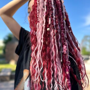 synthetic dreadlocks, Summer memories set, pink and burgundy dreads extensions with accessories, bohostyle, festival style