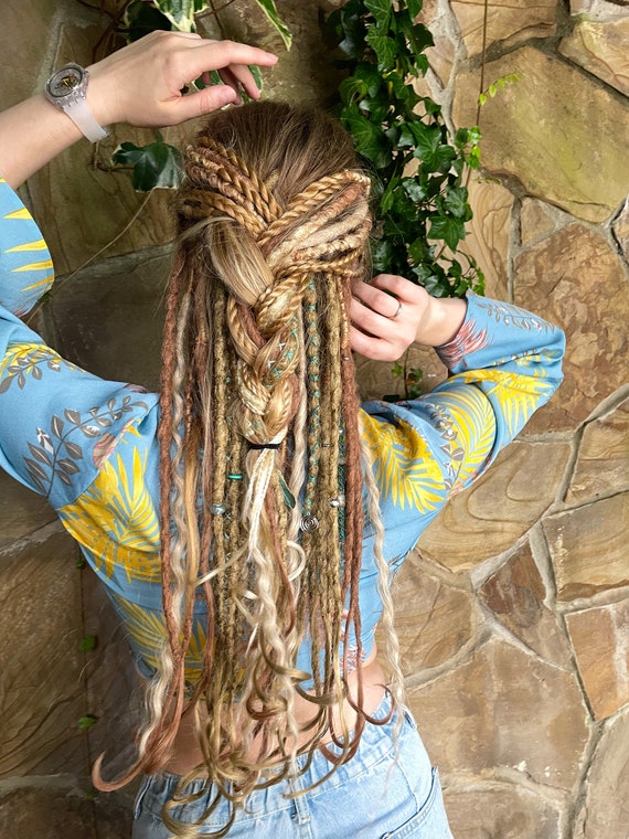 20 ciocche di 36 pollici di estensioni per dreadlock naturali nere con