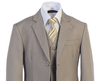 Boys, Infants, & Toddlers Light Khaki/Beige Suit (Executive) for Ring Bearers, Weddings, Formal Occasions