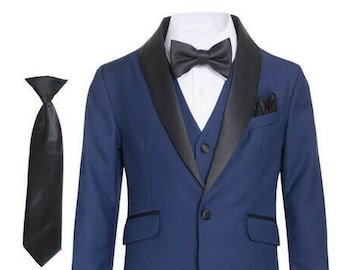 Boys Navy Shawl Tuxedo Suit for Ring Bearers, Weddings, Formal