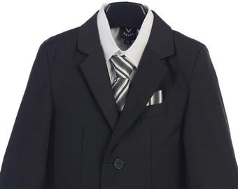 P - Boys Executive Charcoal/ Dark Grey Suit, Infants Toddlers Ring Bearers Formal Wear