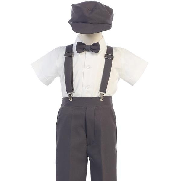 Infants Toddlers Boys Charcoal Pants and Suspenders Outfit 825