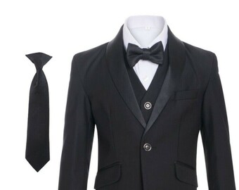 Boys Black Shawl Tuxedo Suit