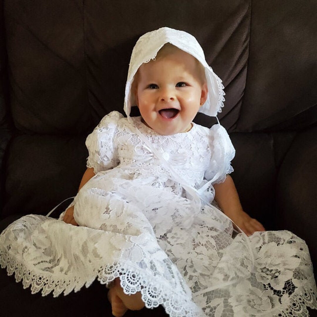 Victoria A Lovely White Baptism & Christening Gown Etsy