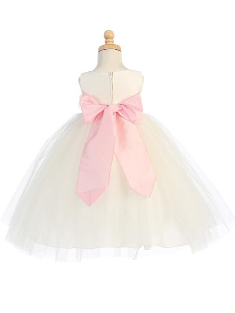 Ivory Flower Girl Dress w Choice of Detachable Flower /& Sash
