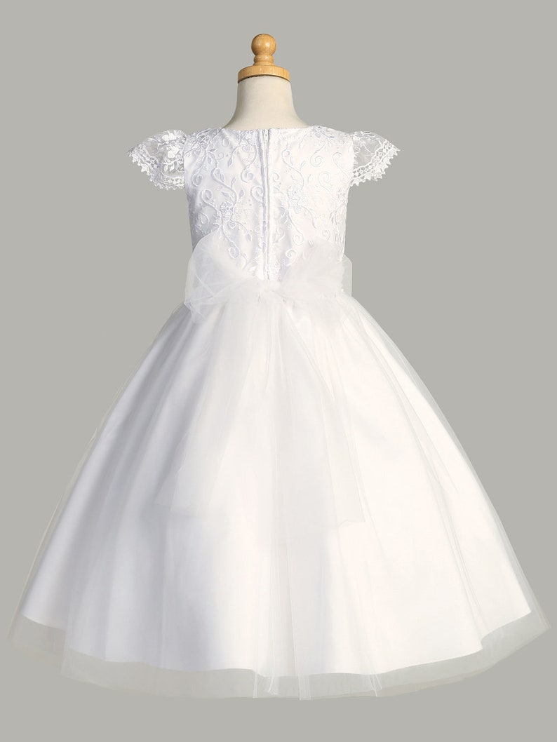 Girls First Communion Dress With Embroidered Tulle Bodice and - Etsy