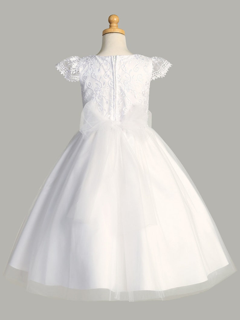 Girls First Communion Dress With Embroidered Tulle Bodice and Etsy