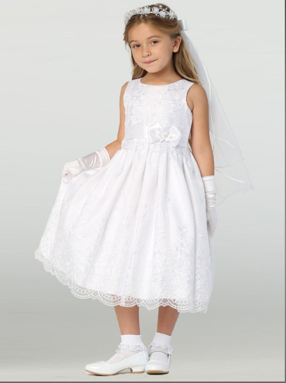 Girls White First Communion Dress Embroidered Organza 110 - Etsy Girls White First Communion Dress Embroidered Organza 110 - Etsy