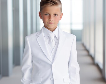 Jungen Weißer Slim Anzug (Kommunion, Exekutive)