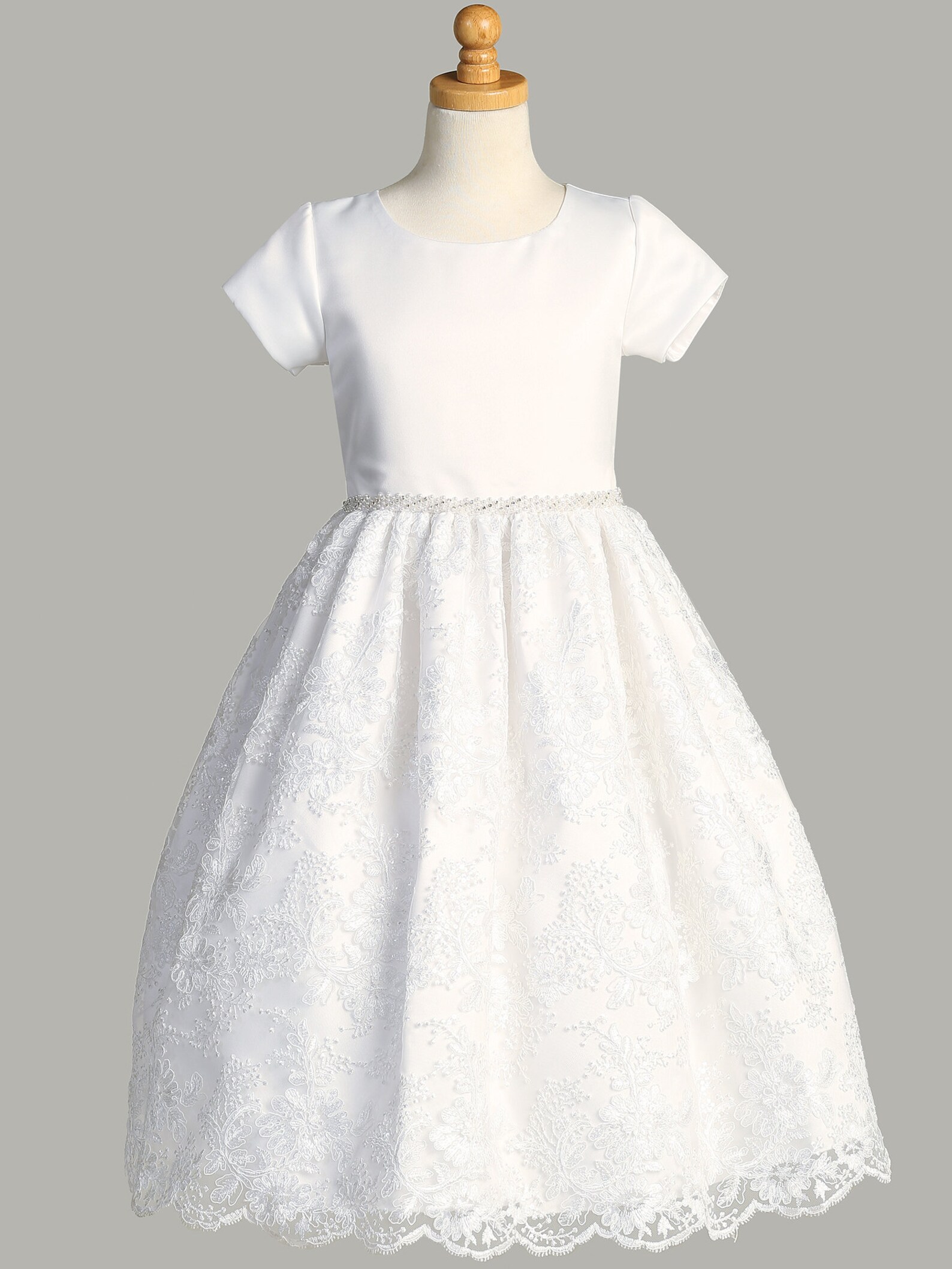Girls White First Communion Dress Embroidered Tulle W/ Sequins - Etsy