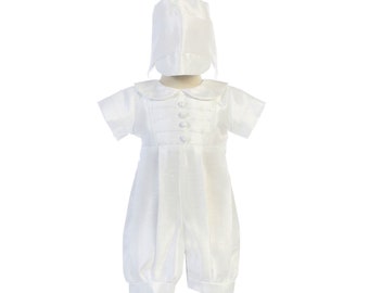 Baby Boys White Baptism & Christening Romper - William