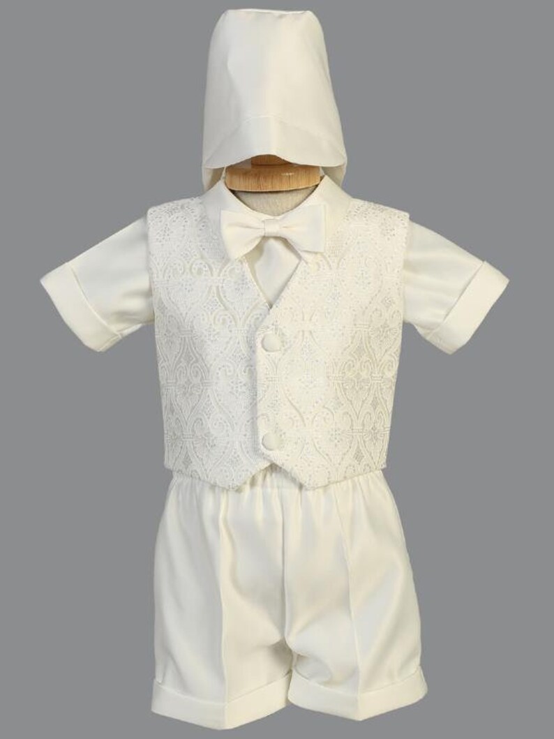Boys Ivory Christening /& Baptism Outfit Baby Blessing Suit 8475