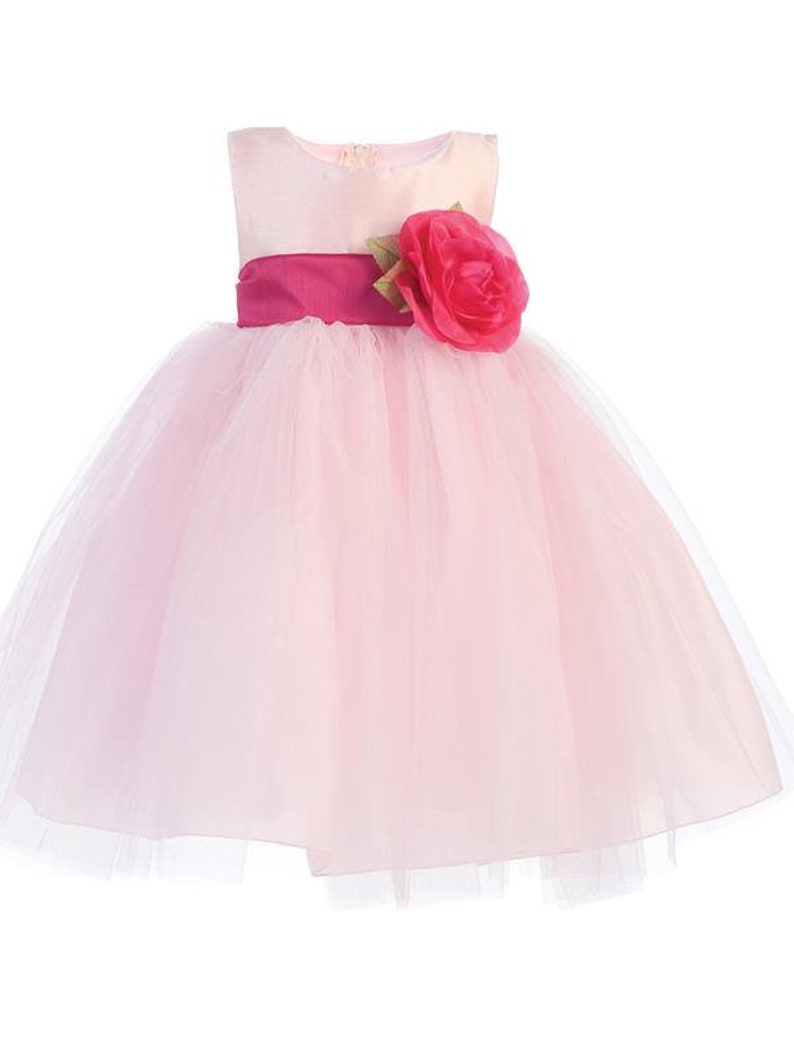 Ivory Flower Girl Dress w Choice of Detachable Flower /& Sash
