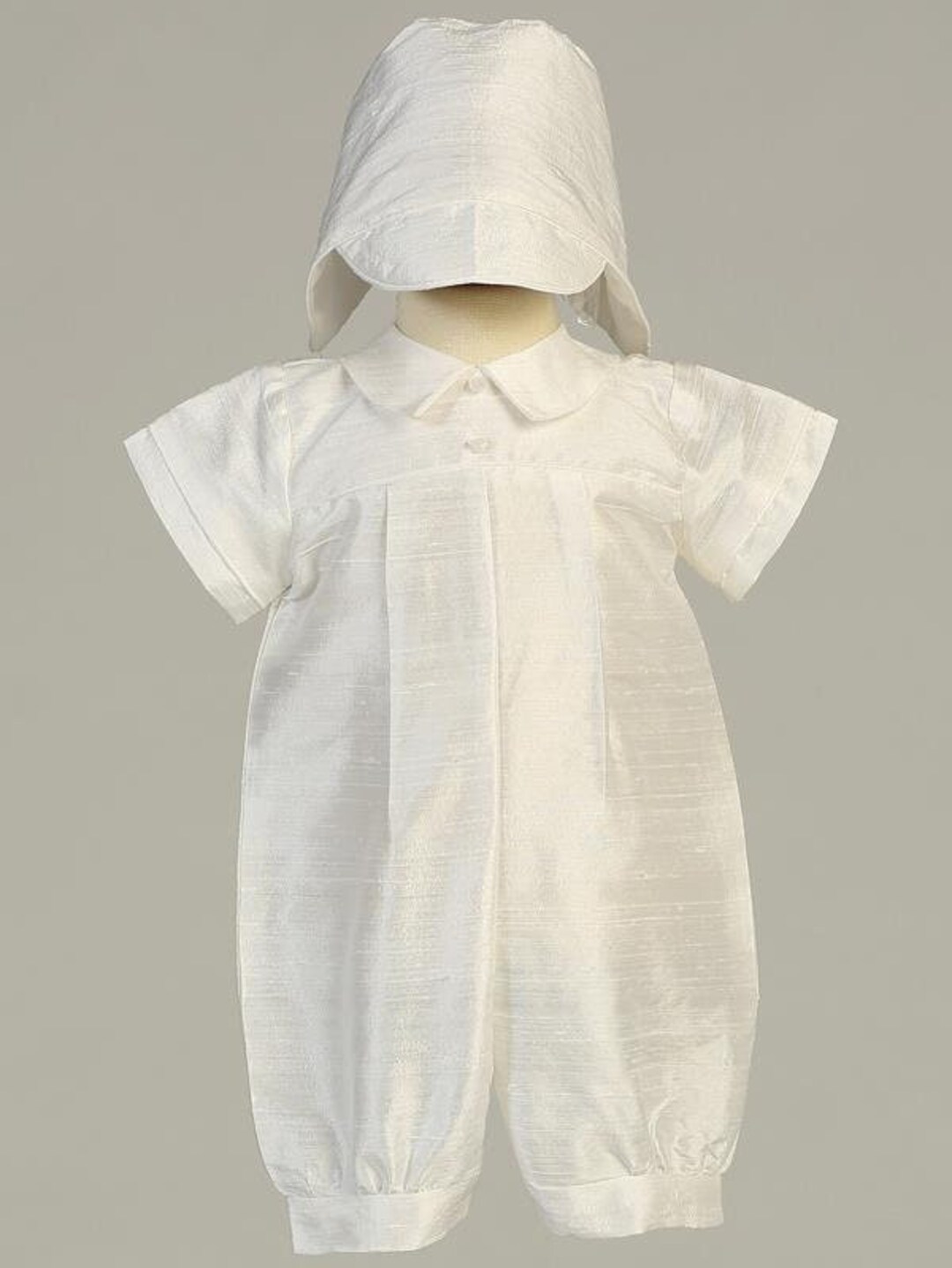 Baby Boys White Baptism & Christening Silk Romper - Conner main image 1