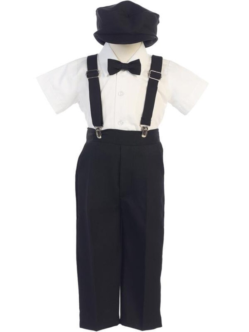 Boys Infants and Toddlers Black Suspenders & Pant Set W/ Hat Etsy
