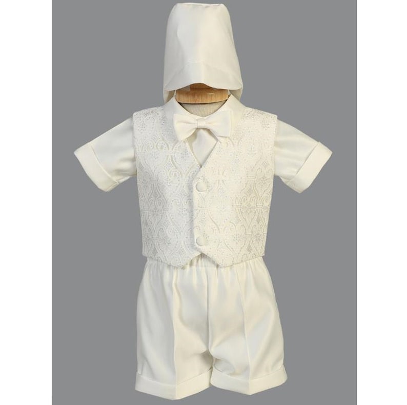 Boys Ivory Christening /& Baptism Outfit Baby Blessing Suit 8475