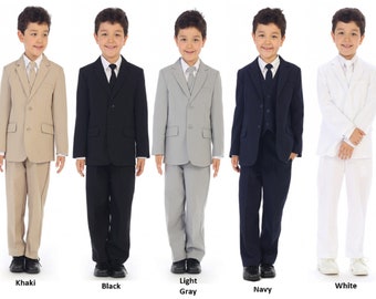 Versatile Boys Suits - Black, Grey, Khaki, White, Navy - Perfect for Weddings, Easter - Ideal for Ring Bearers