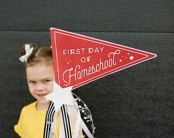 Pennant Flag Printable First Day of Homeschool School Grade Instant Print