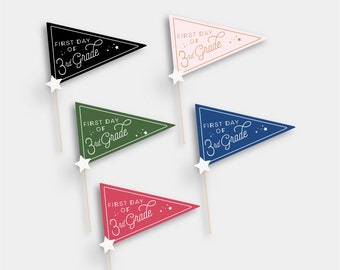 First Day of 3rd Third Grade Pennant Flag Printable School Grade Instant Print