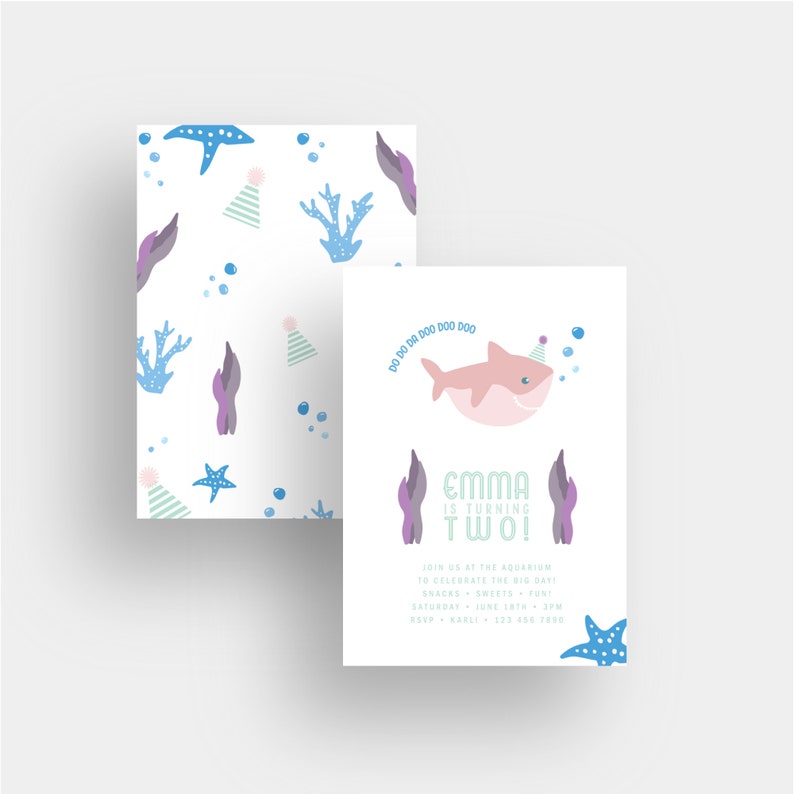 Baby Shark Birthday Invitation Party Boy Invite Two 2 Doo Doo - Etsy