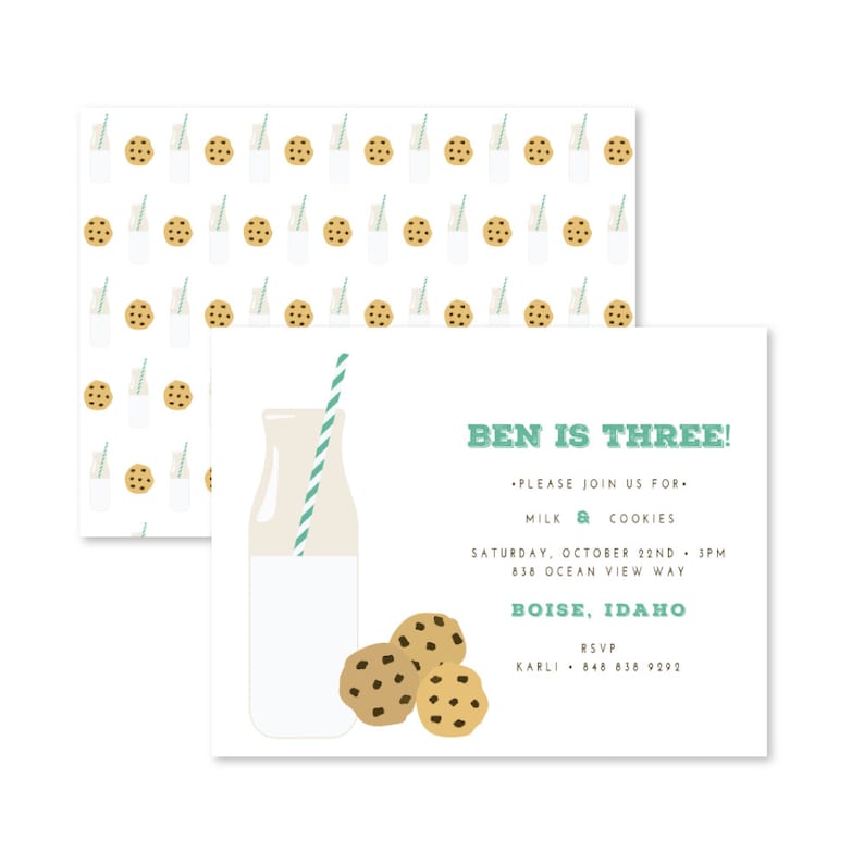 Customizable Cookie Invite Milk And Cookies Baby Shower Etsy