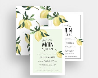 customizable main squeeze bridal shower lemon baby bachelorette invitation invite shower birthday girl tea party simple modern