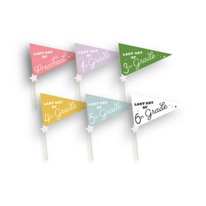 Last Day Flag of Preschool PreK Kindergarten - 6th Grade Bundle 2022-2023 Pennant Printable Grade Instant Print Download