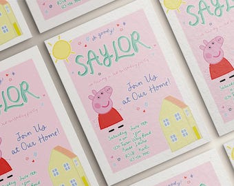 Peppa Pig Invitation Invite Birthday Party Celebration Muddy Puddles Customizable Etsy Wink & Ink