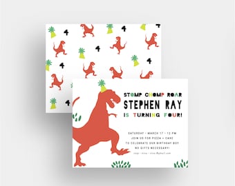 dinosaurs invitation | birthday | baby shower | thank you note | dino | dinosaur party | prehistoric | jurassic park | minimalist