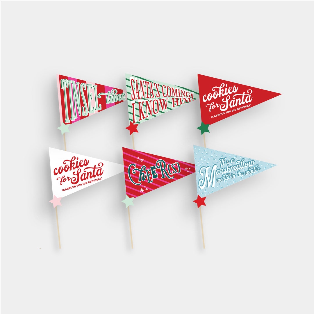 Christmas Pennant Flag Holiday Elf Quote Cookies for Santa Banner Red ...
