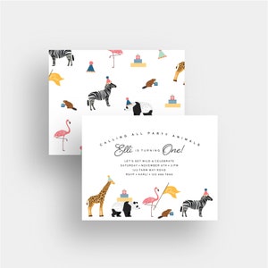 DIGITAL VERSION : customizable party animal / zoo / baby shower / girl birthday invitation / first birthday / boy birthday / animal invite