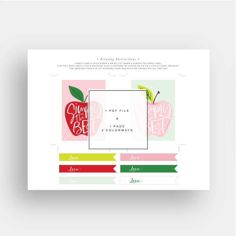Teacher Appreciation Tags Apple Thank You Instant Print Printable Download image 2
