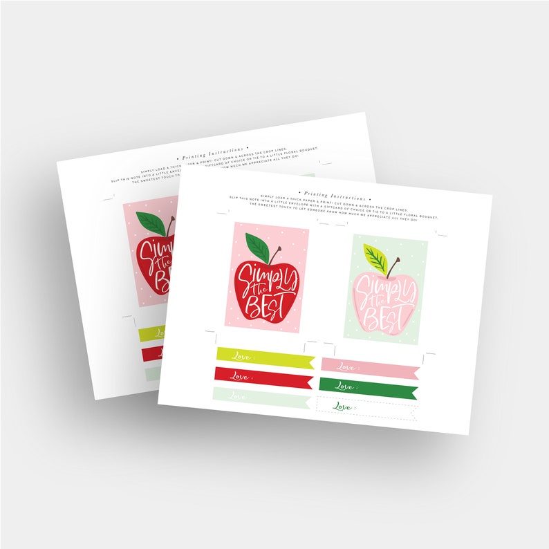 Teacher Appreciation Tags Apple Thank You Instant Print Printable Download image 3